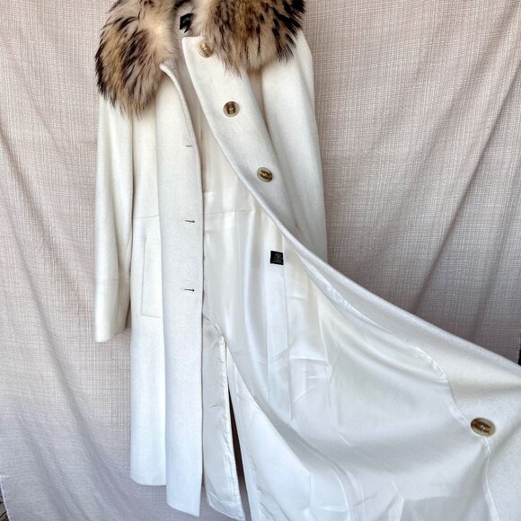 VINTAGE Anne Klein Y2K Angora Wool Coat Fur Collar Cozy Soft Warm Coat … - Picture 6 of 16